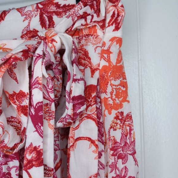 Anthropologie Red and Pink Floral A-Line Skirt - Picture 9 of 14